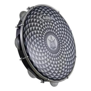 Imagem de Pandeiro luen 11 preto black white serie guetto plat lat afin sples fe