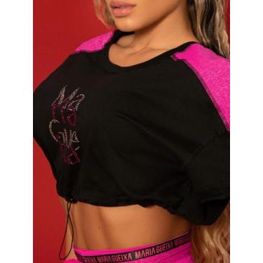 Imagem de Blusa cropped strass multicolors maria gueixa, M, Preto