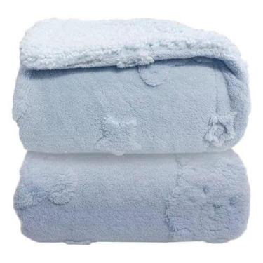Imagem de Cobertor Bebe Plush com Sherpa Relevo Urso - LAÇO BEBE, Azul