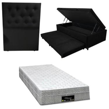 Imagem de Cama Box Baú Solteiro com Auxiliar Bicama Colchão Riviera Molas Ensaca