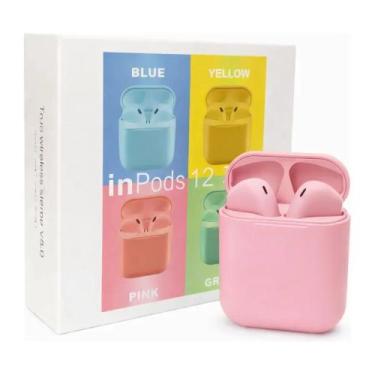 Imagem de Fone de Ouvido Bluetooth Sem Fio Inpods 12 Macaron Rosa Pastel - Sem M