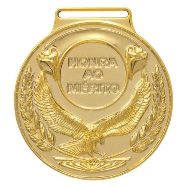 Imagem de Kit Com 10 Medalhas Vitória Honra ao Mérito 59000 60MM Com Fita, Ouro