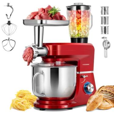 Imagem de Batedeira Planetária VIVOHOME 8,5 qt 6 em 1 Multifuncional Vermelha