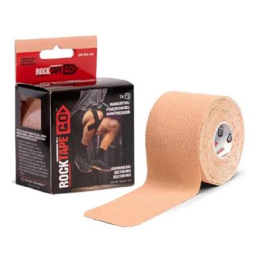 Imagem de Fita Kinesio Tape Bege Rocktape Go 5m x 5cm Bandagem Elástica Adesiva 