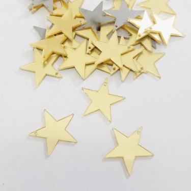 Imagem de Chaton Espelhado Estrela Dourado D21 25mm - 100 Peças - La Mode Arte E
