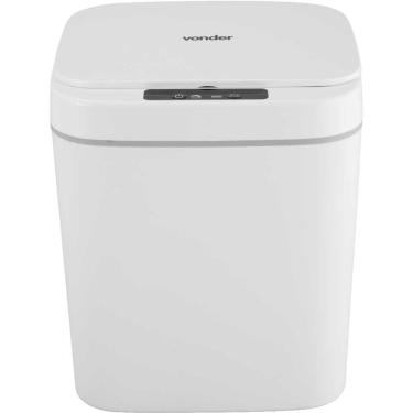 Imagem de Lixeira Retangular 12L Plástico Automática com Sensor Branca Vonder 23,5CM