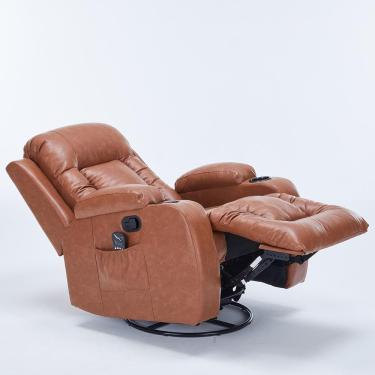 Imagem de Poltrona Austin Reclinável com Massagem Aquecimento Pu Caramelo Giratória Gran Belo