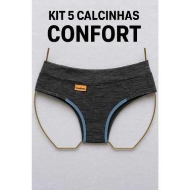 Imagem de Kit 5 Calcinhas Cós Alto Feminina Conforto com Forro 100% Algodão - No