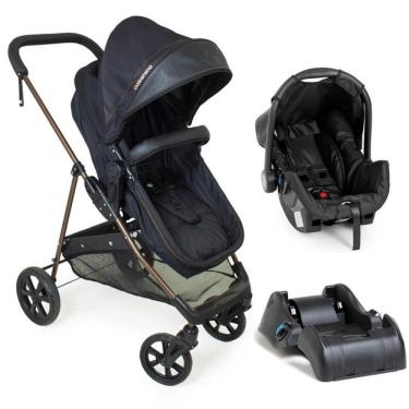Imagem de Carrinho de Bebê com Bebê Conforto e Base Napoli 1447ptc Bebê Dobrável com Suspensão Preto-Cobre Galzerano