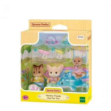 Imagem de Acessório para Brinquedos Trio Divertido na Piscina com Três Bebês e Golfinhos Infláveis Branco Epoch 3,4CM