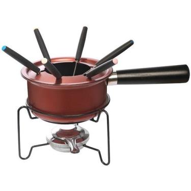 Imagem de Fondue Conjunto Cobre Alba Vinho Fosco com 10 Peças 6 pessoas - Hauskr