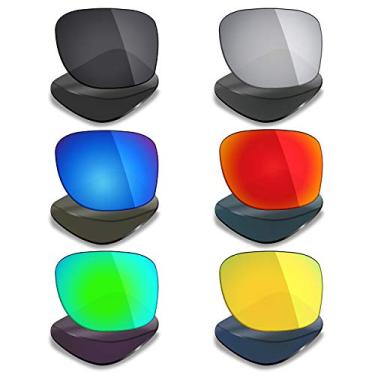 Imagem de 6 pares de lentes polarizadas de substituição Mryok para óculos de sol Oakley Triggerman – Stealth preto/vermelho fogo/azul gelo/prata titânio/verde esmeralda, ouro 24K