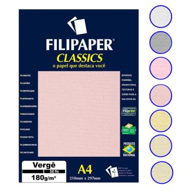 Imagem de Papel Vergê A4 Filipaper Classics 180g 50 Folhas