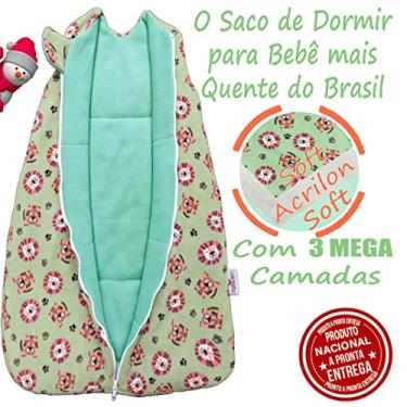 Imagem de saco de dormir bebê invernão p 0 a 3 meses lion forro acrilon e soft