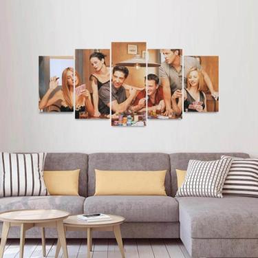 Imagem de Quadro decorativo Friends Jogando Poker Arte Mosaico 5 Peças