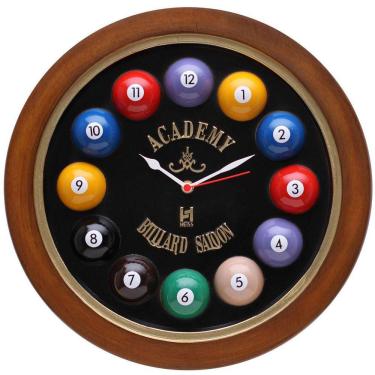 Imagem de Relógio Decorativo Kg De Parede Em Fibra - Billiard Preto