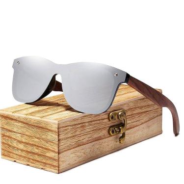 Imagem de Óculos de Sol Masculino Artesanal Bambu Kingseven Proteção Polarizados UV400 Espelho