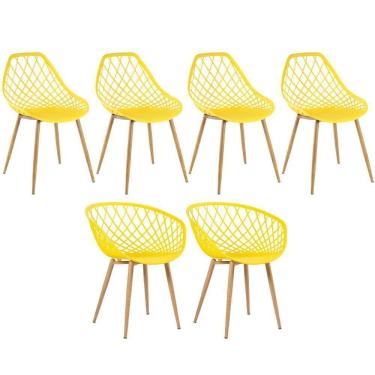 Imagem de Kit 2 Cadeiras Clarice Nest Sidera Com Braços + 4 Cadeiras Cloe Amarelo