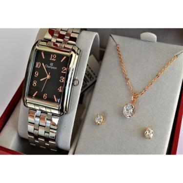 Imagem de Relogio Champion Feminino Prateado Quadrado Cn20373i + Kit Semi Joia