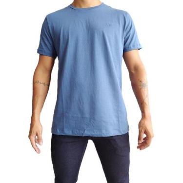 Imagem de Camiseta Básica Azul Jeans Premium Masculina Tamanho G - All Free