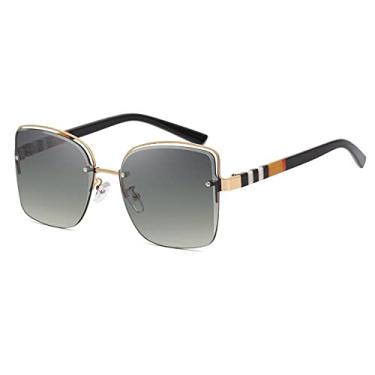 Imagem de Óculos de sol com listra sem moldura oco masculino feminino tons de moda UV400 óculos vintage, 4, china