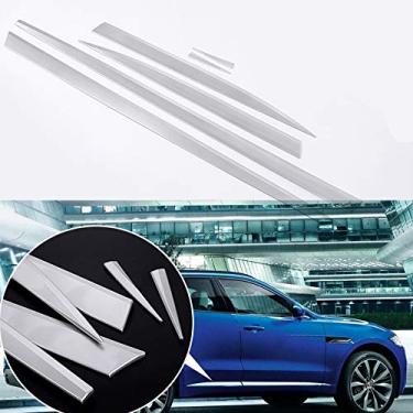 Imagem de 4 peças serve para Jaguar F-Pace F Pace X761 2016-2021 Moldes de guarnição lateral da porta de aço inoxidável Protetor de placa de barra