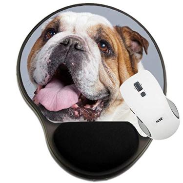 Imagem de MSD Mousepad com descanso de pulso protegido, tapete com suporte de pulso, buldogue inglês branco com pontos marrons isolados agai