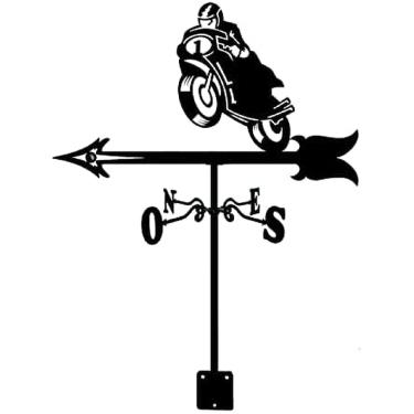 Imagem de KRASS Cata-vento de corrida de motocicleta de aço inoxidável para jardim retrô cata-vento criativa estaca de jardim indicador de direção do vento para galpões de fazenda de quintal, colecionador88