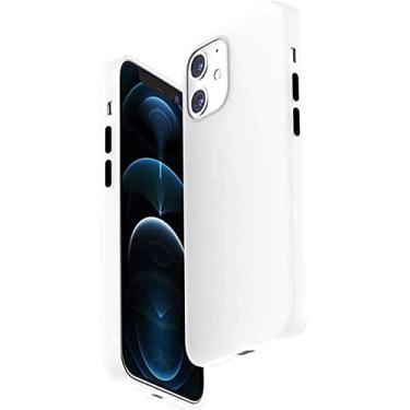 Imagem de HAODEE Capa para Apple iPhone 12 (2020) 6,1 polegadas, capa protetora para telefone à prova de choque de silicone líquido translúcido [proteção de tela e câmera] (cor: branco)