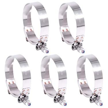 Imagem de Hilitchi 5 peças de braçadeiras de parafuso em T de aço inoxidável com bordas arredondadas, braçadeira intercooler de entrada turbo resistente (72 – 80 mm) para 6 cm