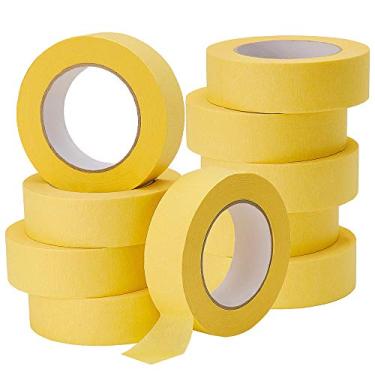 Imagem de Lichamp 10 unidades de fita adesiva automotiva para reacabamento amarelo 36 mm x 55 m, fita para pintura de carroceria, conjunto de fitas para pintores automotivos 3,5 cm x 55 m x 10 rolos (600 jardas)