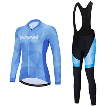 Imagem de Conjunto de camisa de ciclismo à prova de vento Mountain Bike manga longa 3D calças acolchoadas com gel de secagem rápida calças de bicicleta corrida para caminhada, B, 2GG (peito: 106cm)