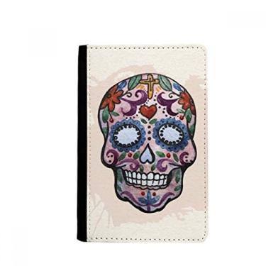 Imagem de Crânio roxo Ilustração da Cultura Nacional do México Porta-passaporte Notecase Burse Carteira Capa Cartão Bolsa, Multicolor