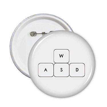 Imagem de Símbolo de teclado ASWD Art Deco presente alfinetes da moda crachá botão emblema acessório decoração 5 peças