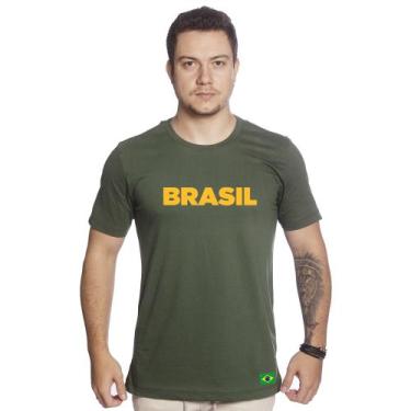 Imagem de Camiseta De Algodão Escrita Brasil Camiseta Unissex - Ls
