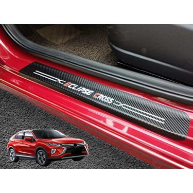 Imagem de GZBFTDH Guarnição protetora de rasgo de peitoril da porta, compatível com acessórios cruzados Mitsubishi Eclipse 2018-2022 peças de carro, placa de proteção de entrada de porta de couro