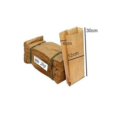 Imagem de 500 Saco De Papel Cereais Pardo Kraft - 30x12x6cm - 2kg