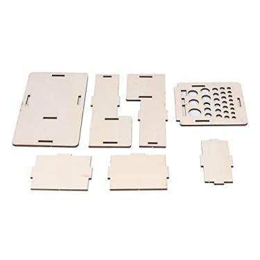 Imagem de Caixa de Armazenamento de Ferramentas de Couro Caixa de Ferramentas de Couro Prateleira de Faia Rack de Artesanato Suporte Organizador de Perfuração