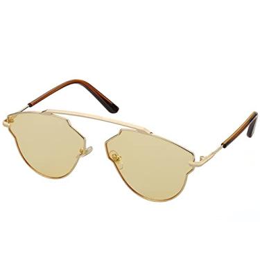 Imagem de Óculos de sol Cat Eye feminino vintage irregular Cateye Sun Glasses para mulher com Lunette De Soleil Femme, amarelo ouro, sem caixa