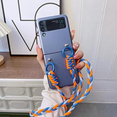 Imagem de Colar tiracolo cordão torcido estojo galvanizado para Samsung Galaxy Z Flip 3 4 5G Z Flip3 Flip4 Zflip4 Capa,A,For Z Flip 3