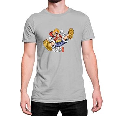 Imagem de Camiseta Basica Anime One Piece Luffy Gear 5 laughing rindo Cor:Cinza;Tamanho:P