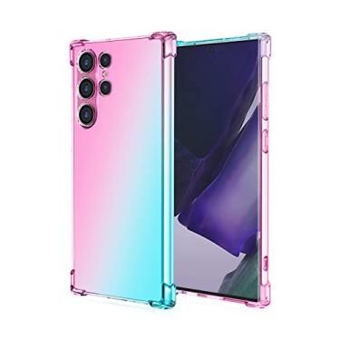 Imagem de Para Samsung Galaxy S22 Ultra Case Colorful Gradient Rainbow Soft TPU Case para Samsung S21 Plus S20 FE S8 S9 S20 5G S10 Lite S10e, Rosa Verde, Para S20