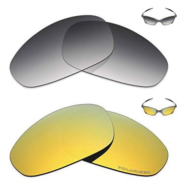Imagem de Mryok+ 2 pares de lentes polarizadas de substituição para óculos de sol Oakley Juliet – Cinza dégradé Tint/Ouro 24K