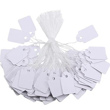Imagem de Outus Pacote com 500 etiquetas de preço brancas com cordão anexado para joias, roupas, presente, venda de quintal, suprimentos de garagem (estilo vintage, 24 x 15 mm)