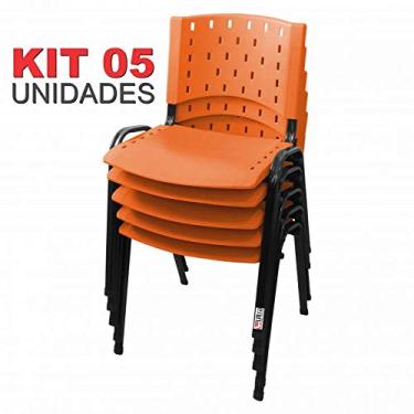 Imagem de Cadeira Empilhável Plástica Laranja 5 Unidades - ULTRA Móveis