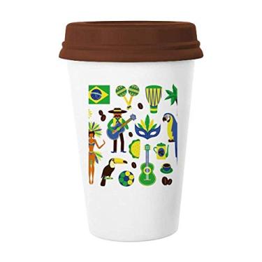 Imagem de Caneca de café de cerâmica de papagaio de futebol, caneca de café do Brasil, copo de cerâmica