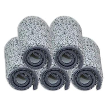 Imagem de Refil Microfibra 5 Unidades Para Esfregão Mop Wash Dry Rodo Limpador Limpeza Lava Seca