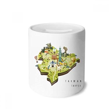 Imagem de DIYthinker Mapa de viagem Taipei China caixa de dinheiro caixa de cerâmica porta-moedas presente de cofrinho