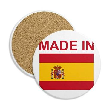 Imagem de Porta-copos de cerâmica Made in Spain Country Love porta-copos com pedra absorvente para bebidas presente 2 peças