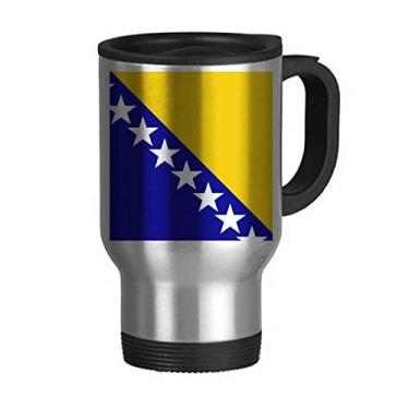 Imagem de Caneca de viagem com bandeira nacional da Bósnia e Herzegovina em aço inoxidável copo de carro copo térmico